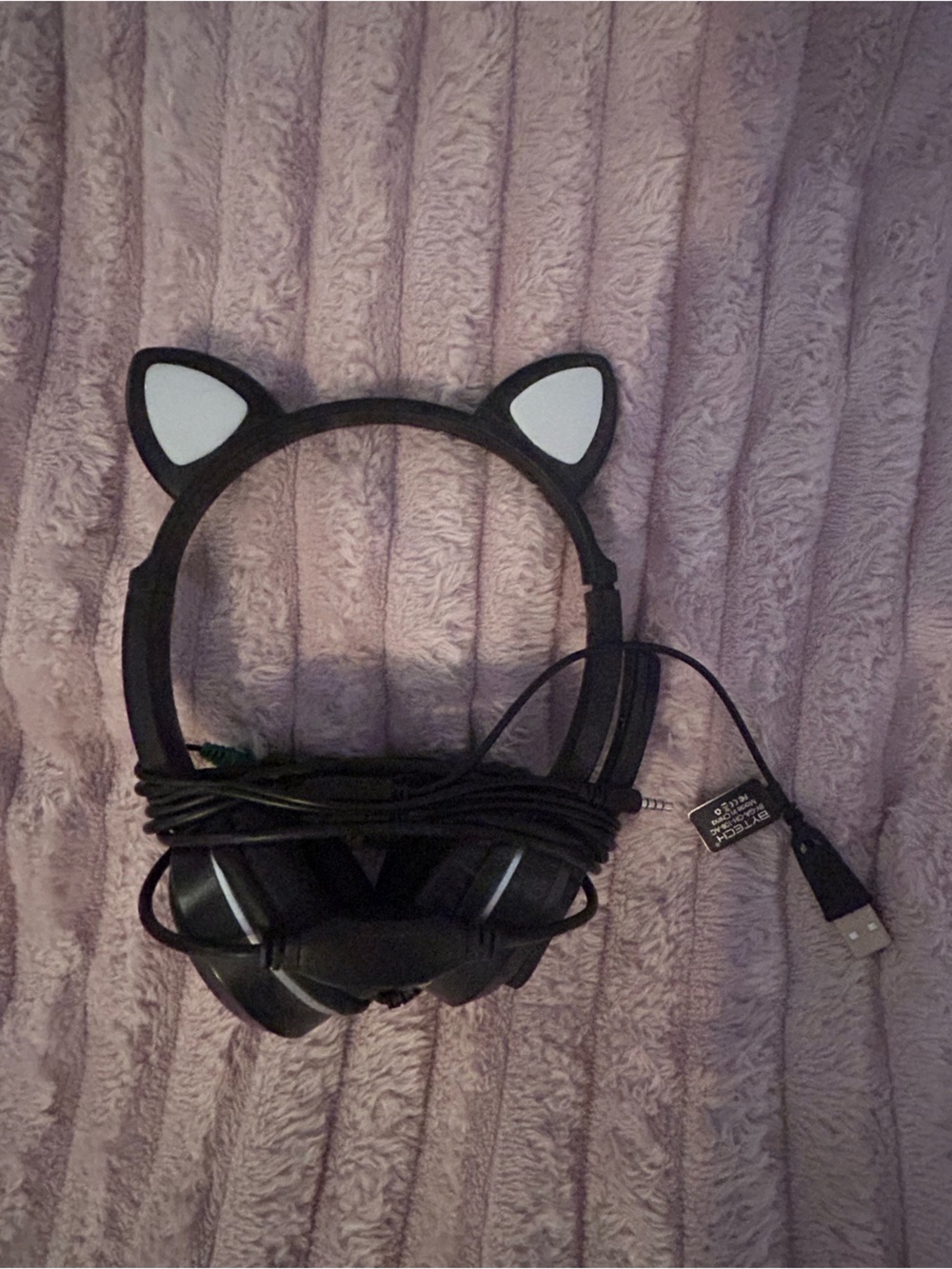 Black Cat Ear Gaming Headset with USB and 3.5mm Jack